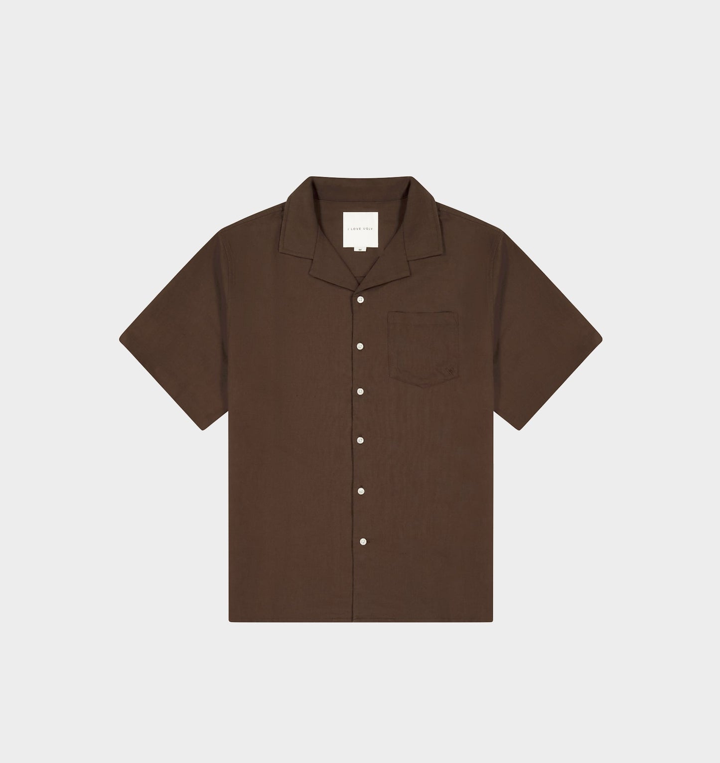 Linen Cuban Collar SS Shirt - Espresso