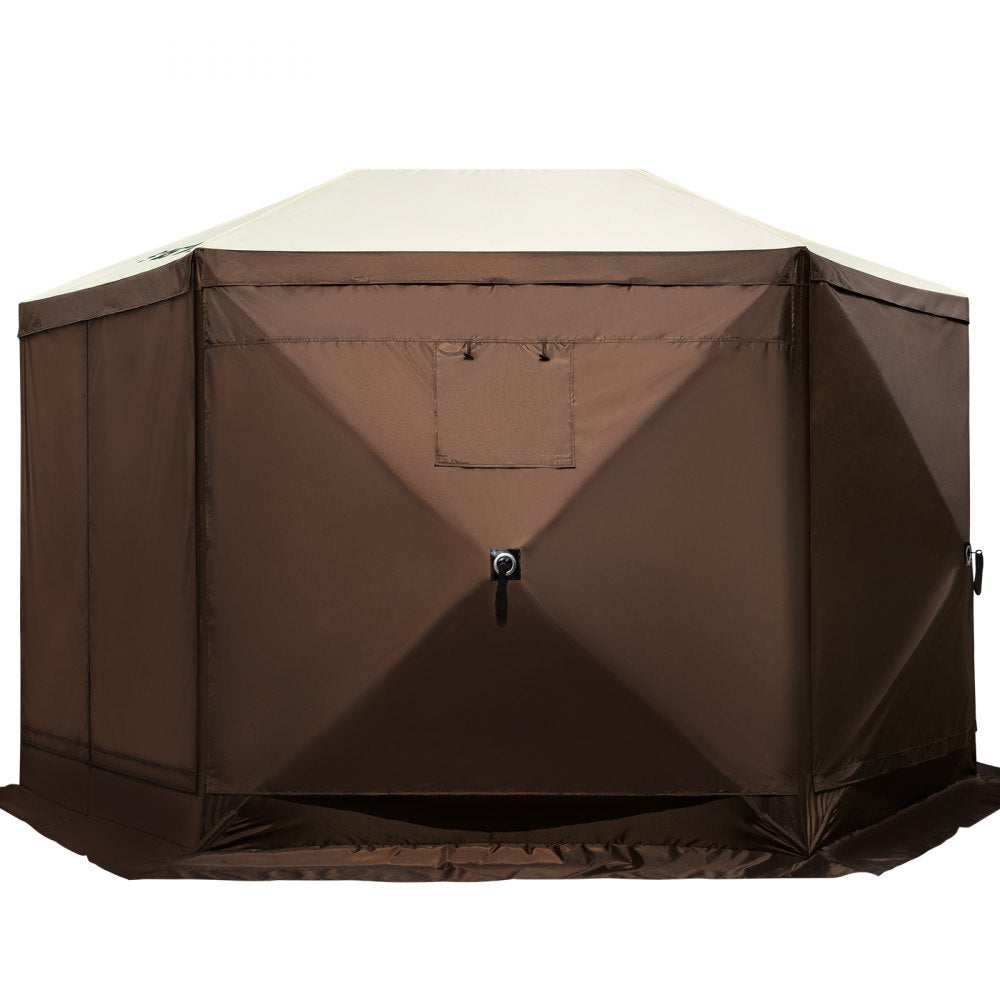 Special Offer  Camping Gazebo Screen Tent, 12*12ft, 6 Sided Pop-up Canopy Shelter Tent with Mesh Windows, Portable Carry Bag, Stakes, Large Shade Tents for Outdoor Camping