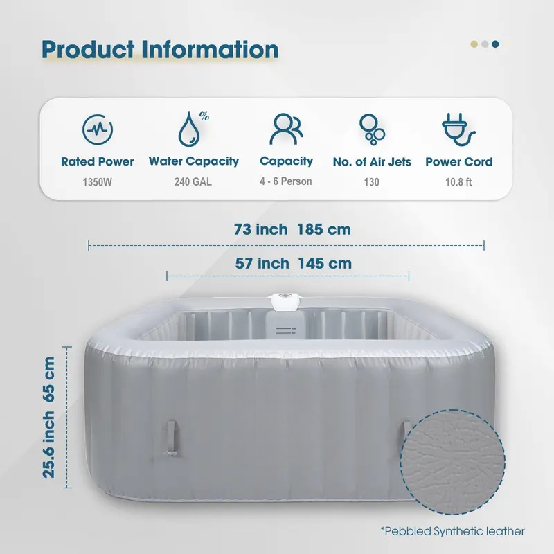 Constant Temperature Heating Bathtub Athroom Fixture Whirlpool Inflatable Bathtubs Household Outdoor Massage Bubble Whirlpool