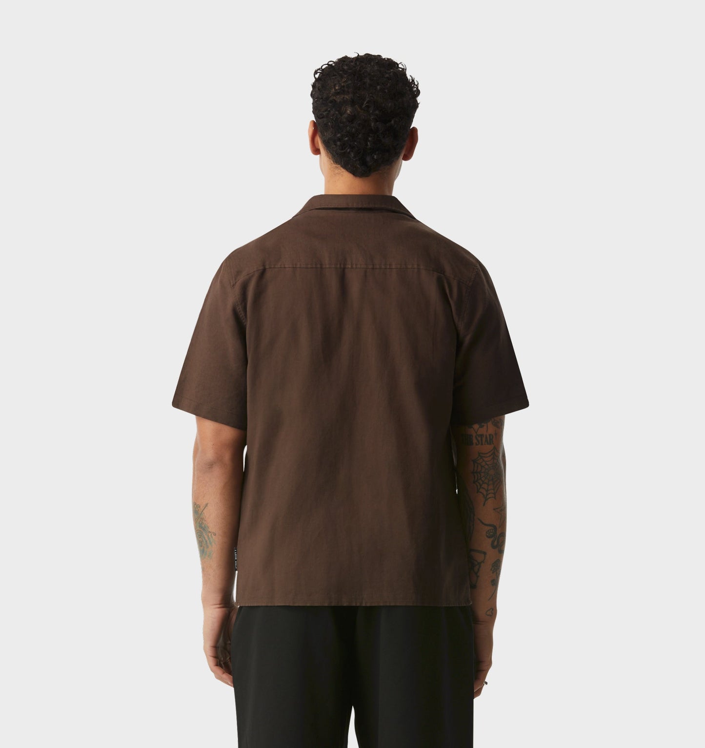 Linen Cuban Collar SS Shirt - Espresso