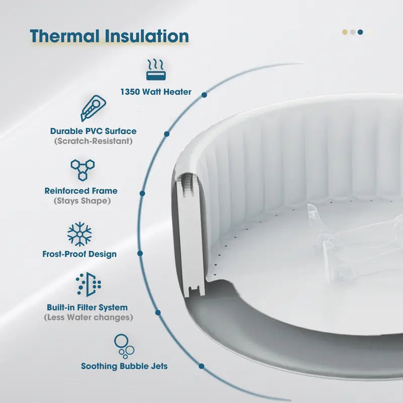 Constant Temperature Heating Bathtub Athroom Fixture Whirlpool Inflatable Bathtubs Household Outdoor Massage Bubble Whirlpool