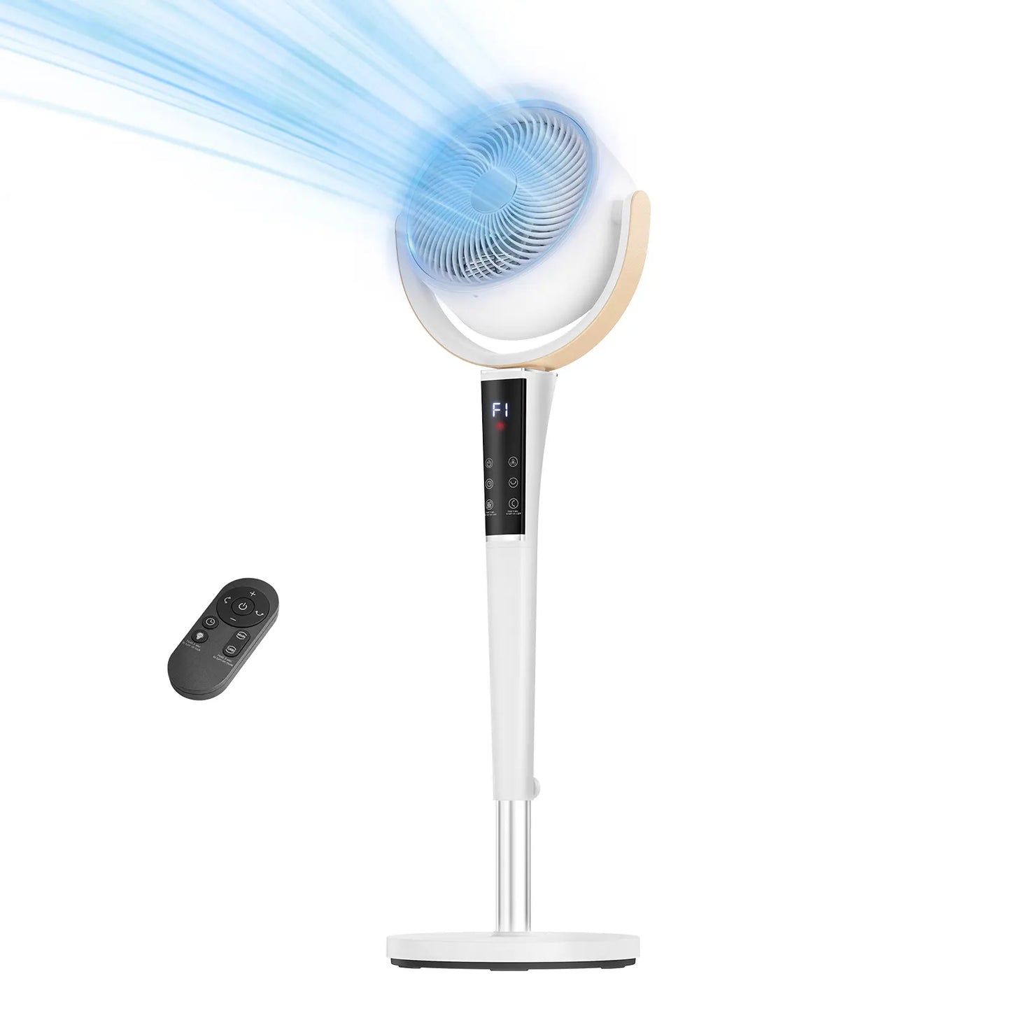 Quiet Bedroom Pedestal Fan with Remote, 20dB DC Air Circulator, 15 Speeds, 5 Modes & 120° Oscillation