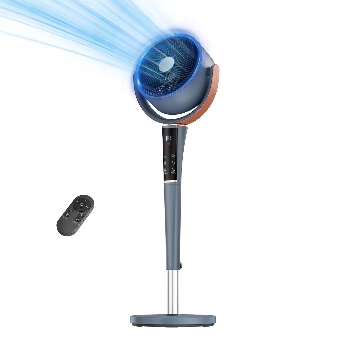 Quiet Bedroom Pedestal Fan with Remote, 20dB DC Air Circulator, 15 Speeds, 5 Modes & 120° Oscillation