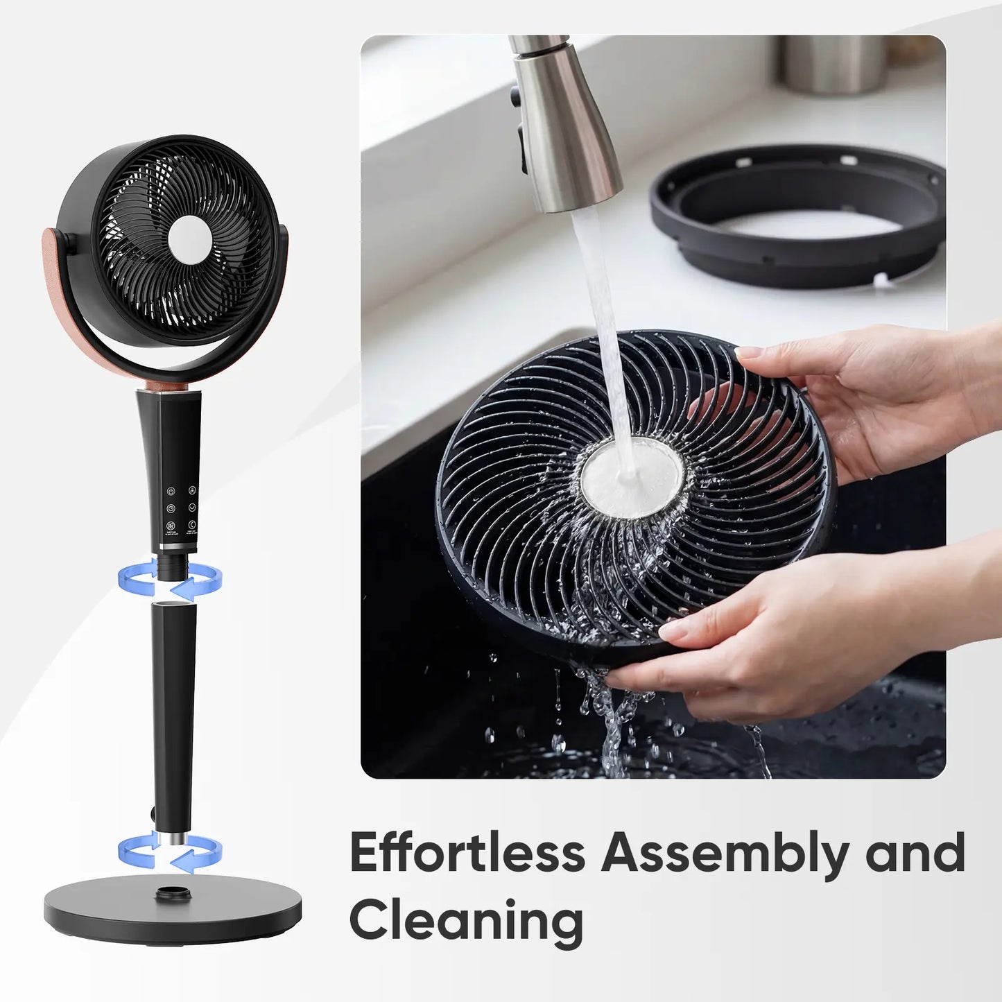 Quiet Bedroom Pedestal Fan with Remote, 20dB DC Air Circulator, 15 Speeds, 5 Modes & 120° Oscillation