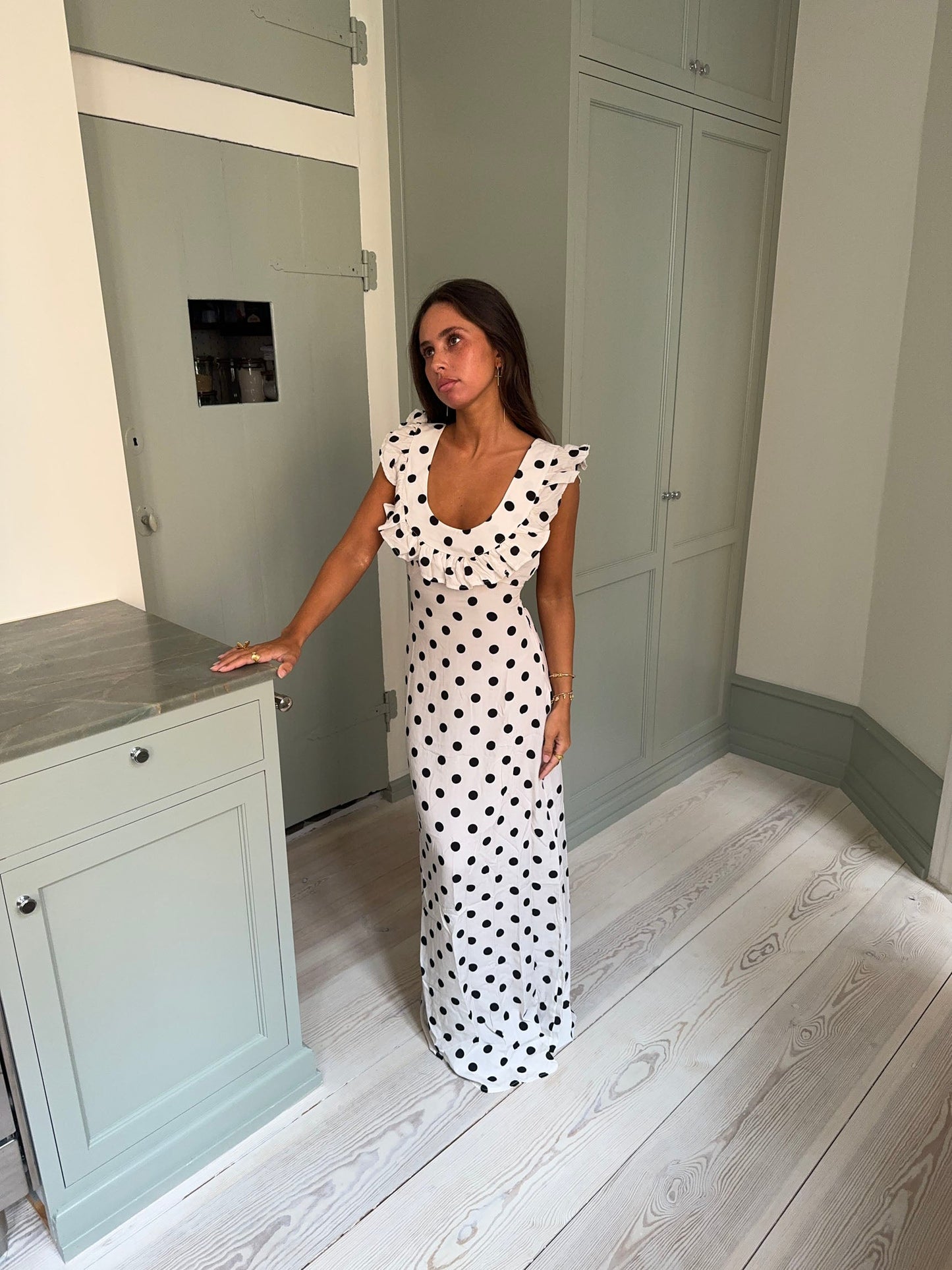Luna dress with polka dots - White/black