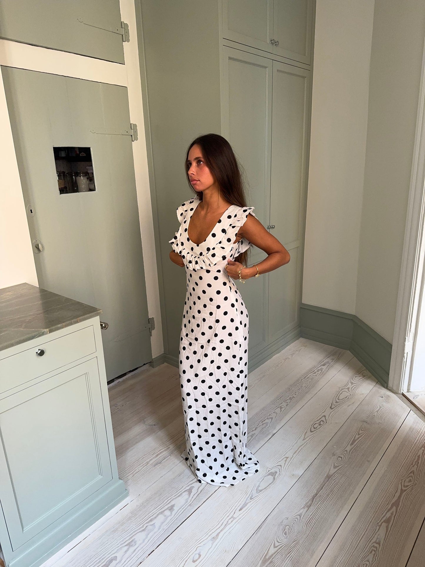 Luna dress with polka dots - White/black