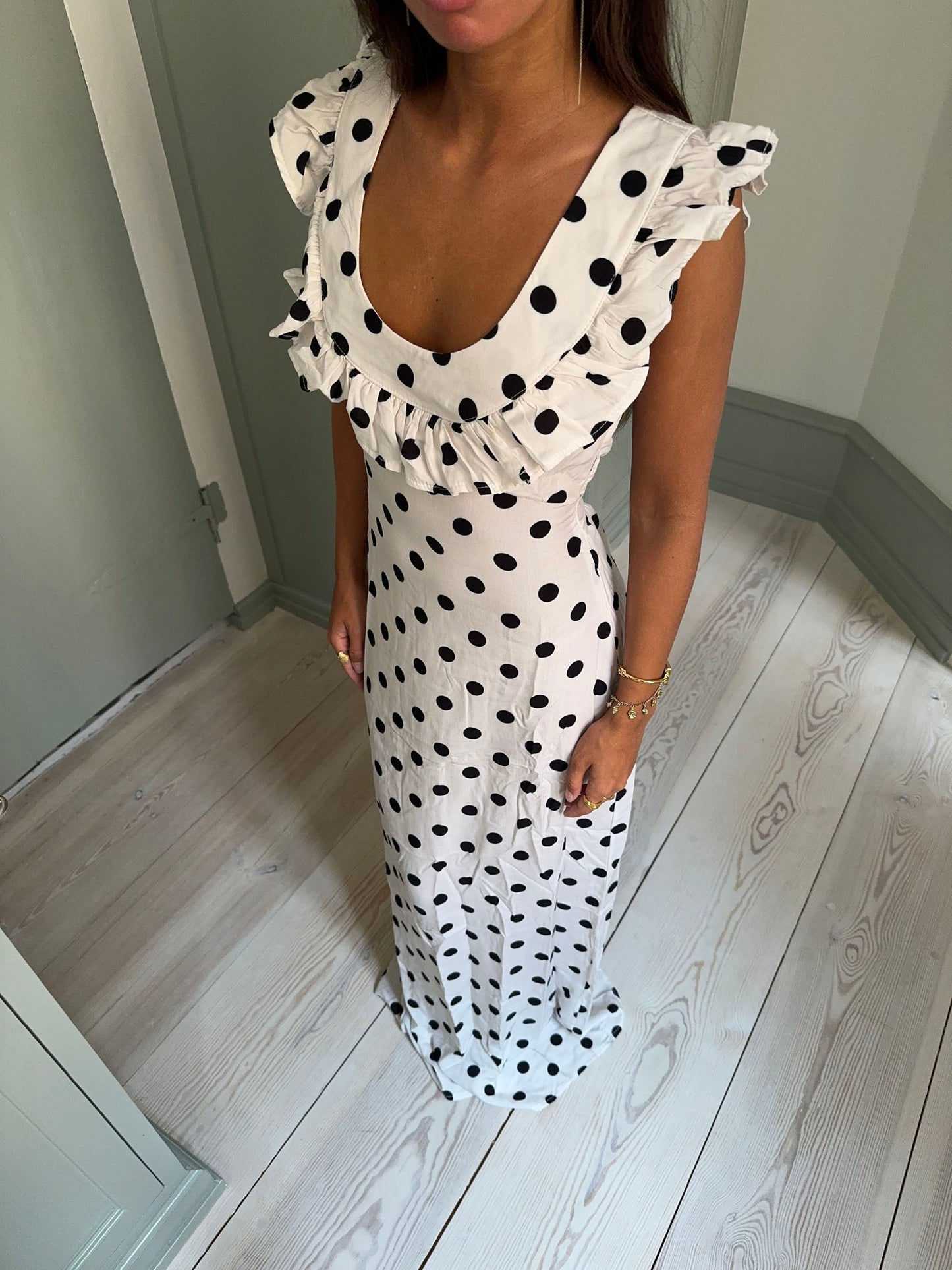 Luna dress with polka dots - White/black